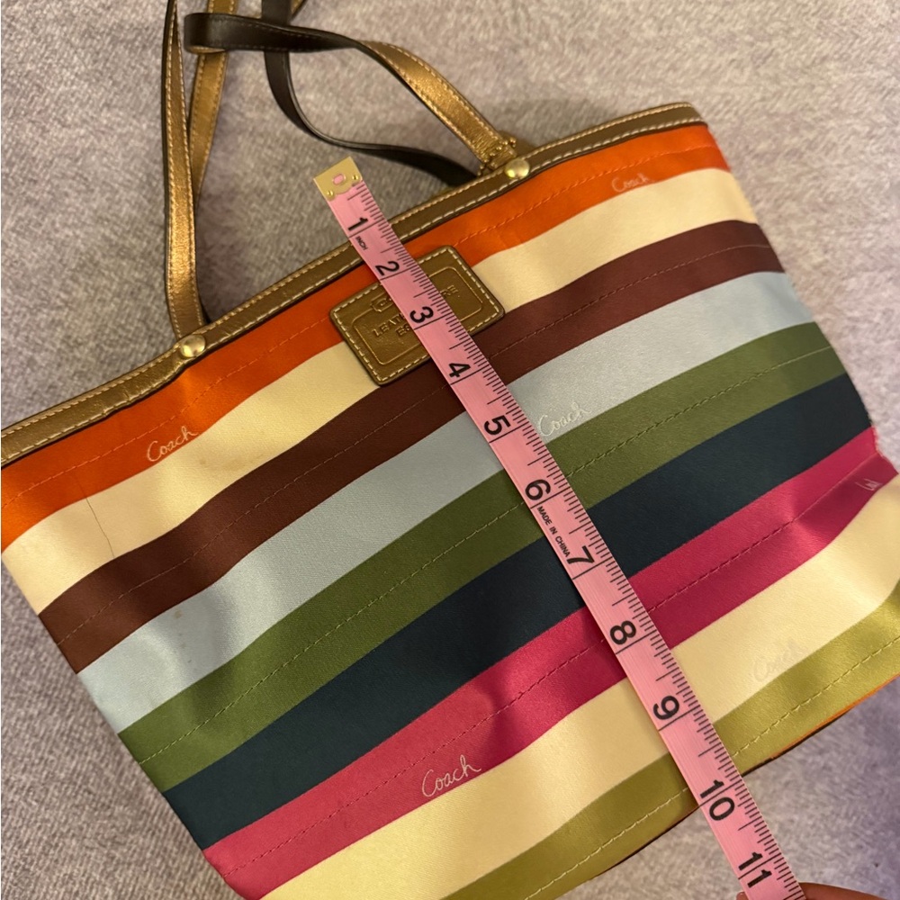 Coach Vibrant Striped Tote with Gold Accents - Picture 8 of 15